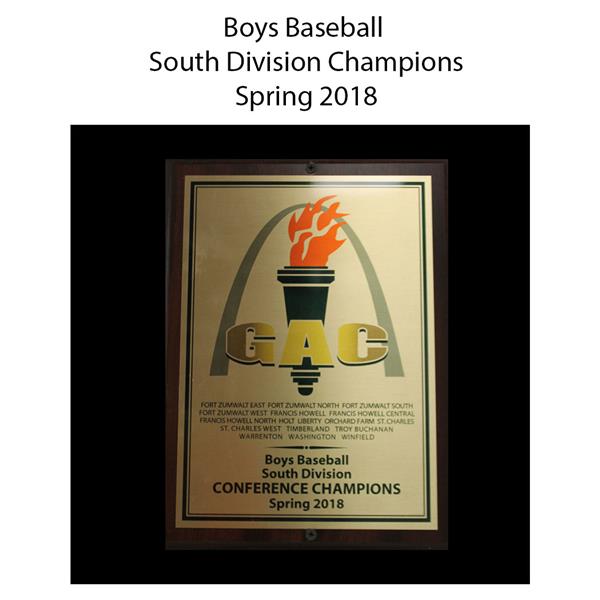 2018 Boys Baseball South Division Champions Spring 